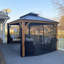 PURPLE LEAF Hardtop Gazebo for Patio Wood Grain Galvanized Steel with Netting-82512208