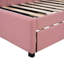 Lit de jour rembourré en tissu de lin avec lit gigogne simple, sans sommier, rose, lit à ressorts-306189638
