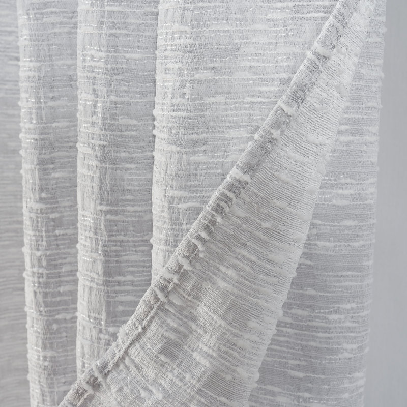 Paire de rideaux en jacquard tissé Aryella, Argent, 54 po x 90 po, 1
