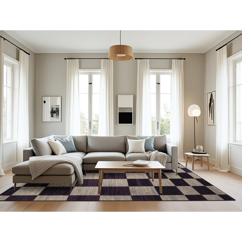 Tapis mauve lavable à la machine, Rectangulaire 8 pi x 12 pi
