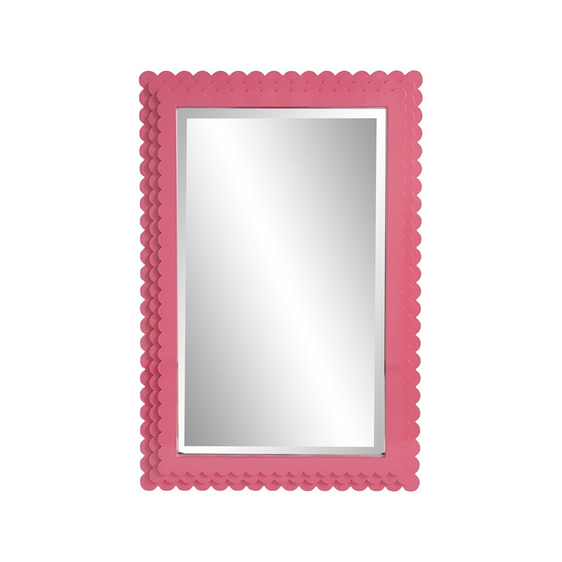Miroir pastel festonné rose, Rose