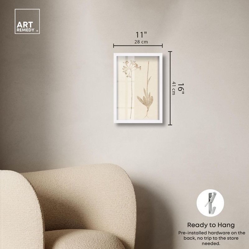 «Two Stems Shadowbox Print», art botanique par Art Remedy, H 16 po x l 11 po, Blanc