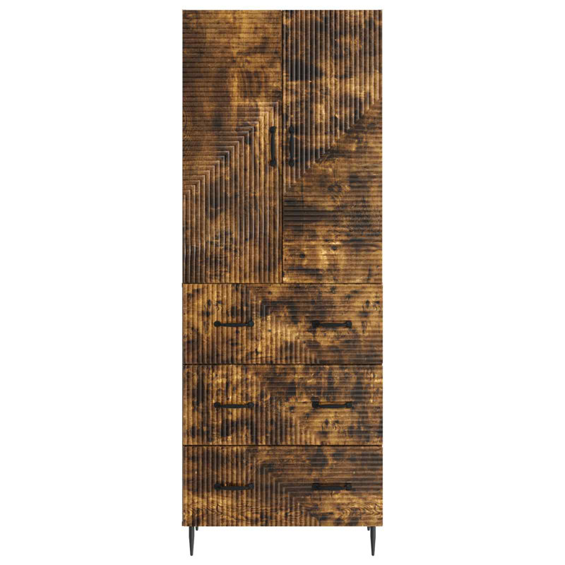 2 -Door 3 -Drawer 2 -Shelf Storage Cabinet, Smoked Oak