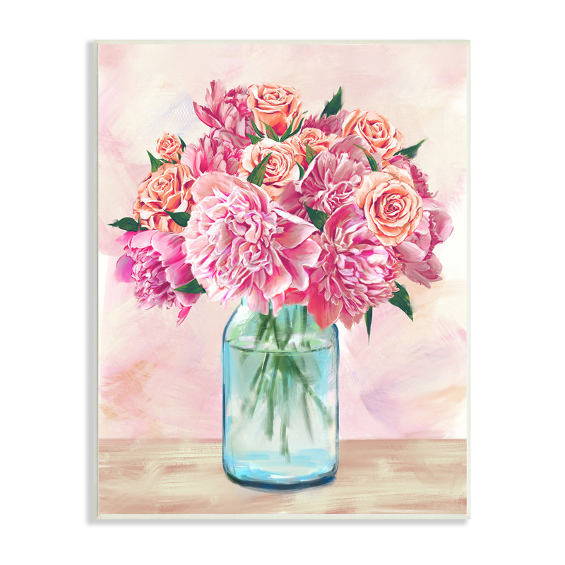 Bouquet d'œillets roses roses, conception florale par Ziwei Li - impression, H 15 po x l 10 po, Plaque murale