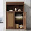 Armoire de rangement pour salle de bain avec 2 portes en rotin-1872691839