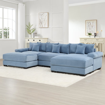 Oversized Cloud Modular Sectional Couch, Premium Corduroy Fabric, 3-Seater with Chaise, Ergonomic Design for Comfort and Style