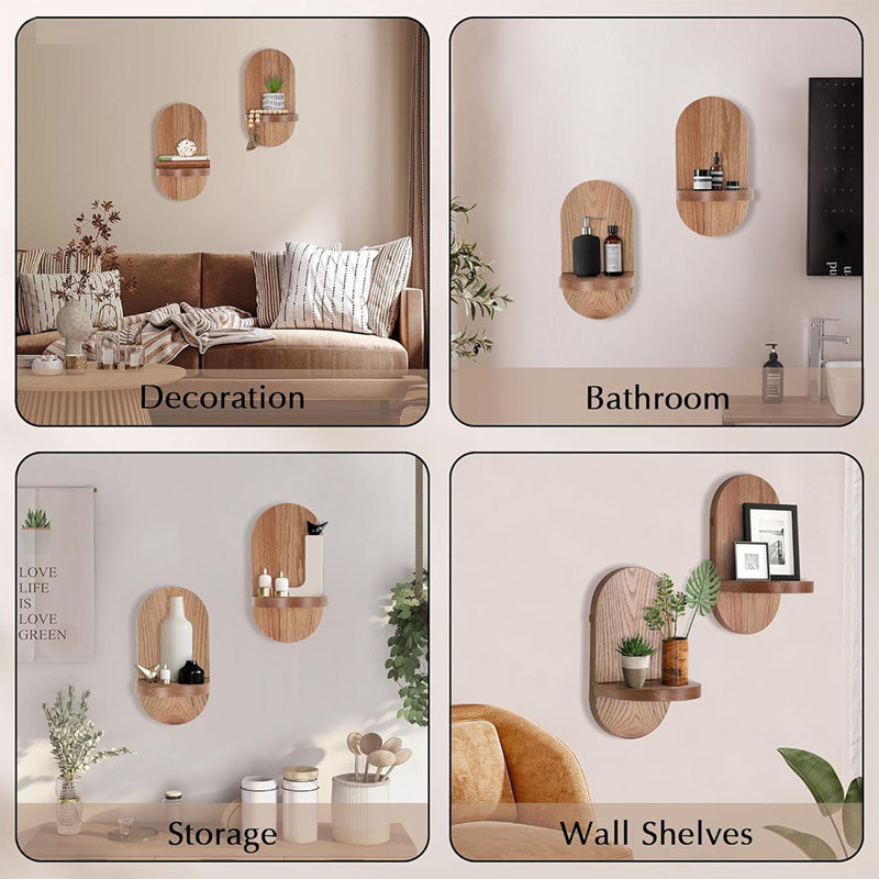 Rustic wall-mounted wooden shelf for stylish, space-saving storage