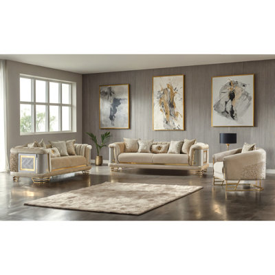 Heink 3 - Piece Velvet Living Room Set by Everly Quinn