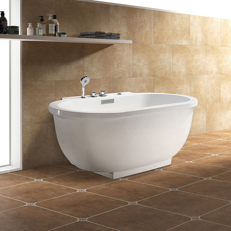71'' x 37.4'' Whirlpool Porcelain Enameled Steel Bathtub with Faucet