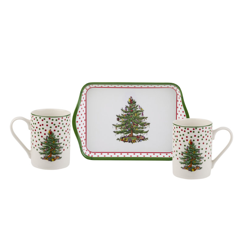 Spode, Christmas Tree - Polka Dot Mug & Tray Set