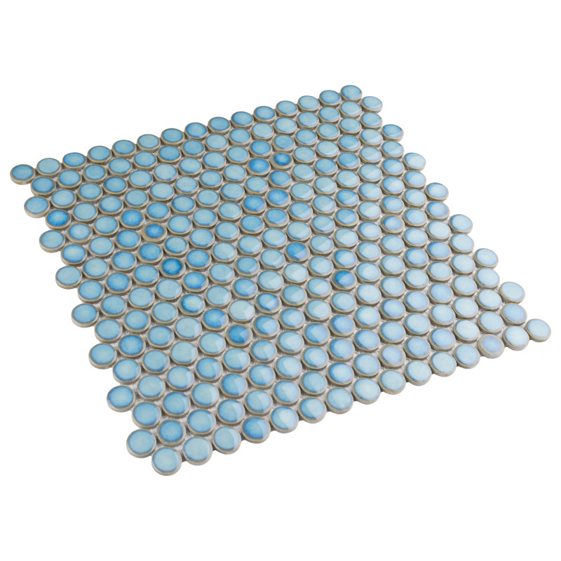 Hudson Penny Round .80" x .80" Porcelain Penny Round Mosaic Wall & Floor Tile, Marine