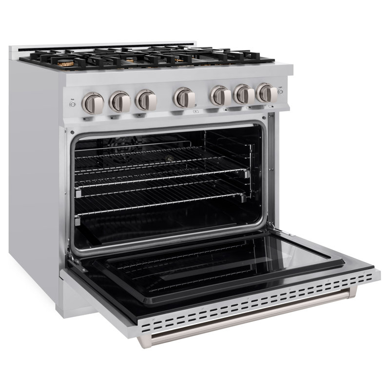 ZLINE 36" Classic Dual Fuel Stainless Steel Range w/ 6 Brass Burners & Convection Oven, Stainless Steel
