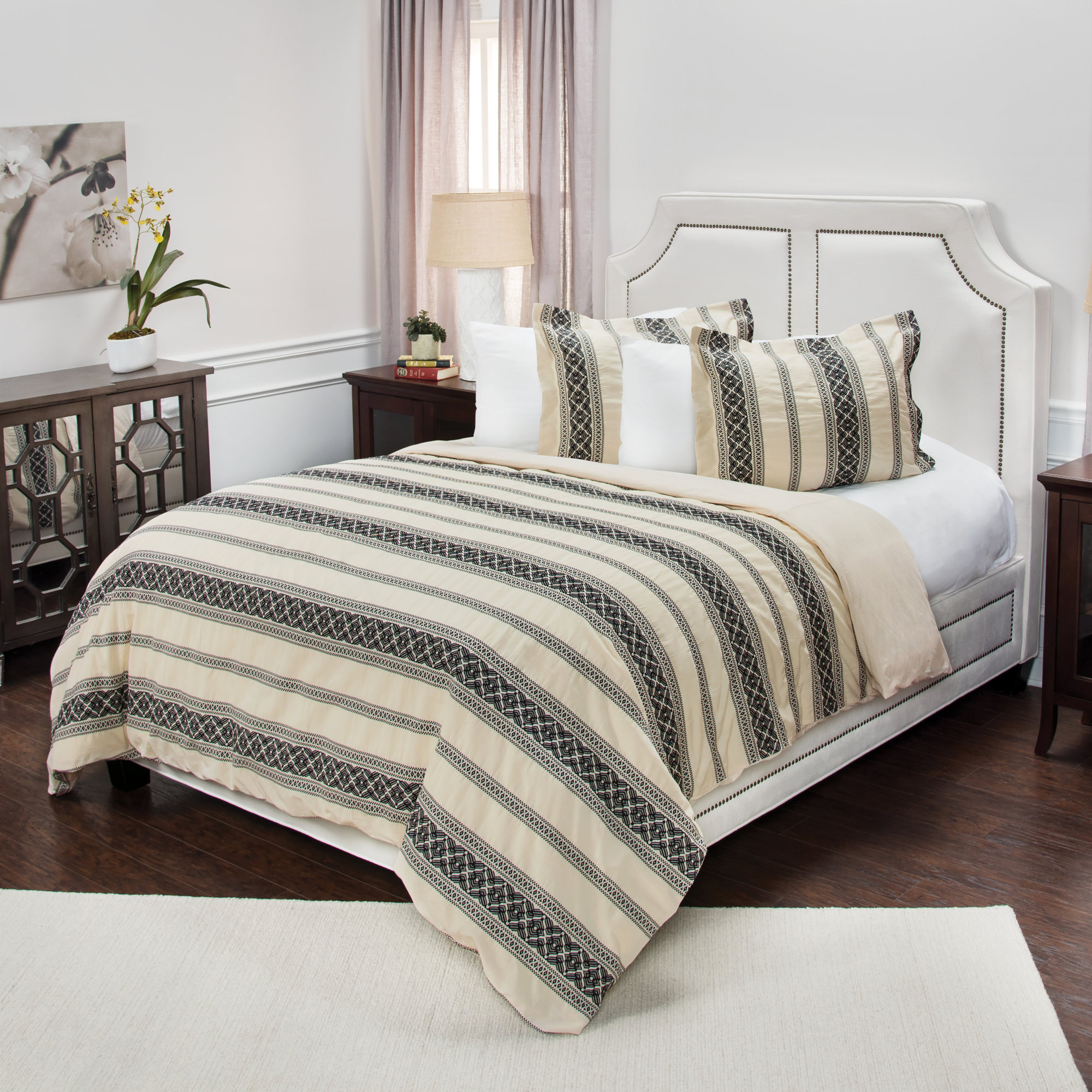 Cherie Cotton Duvet Cover Set, Queen Duvet Cover + 2 Shams