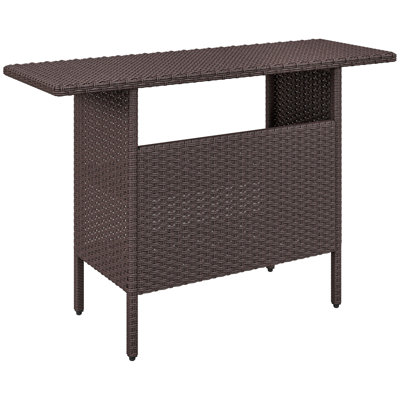 Table de bar en rotin 55 po avec 2 tablettes de rangement et structure en acier