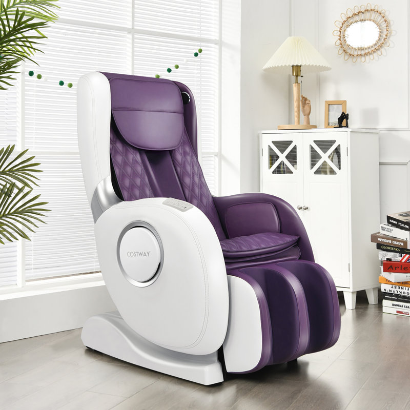 Fauteuil de massage inclinable électrique en similicuir, Similicuir mauve