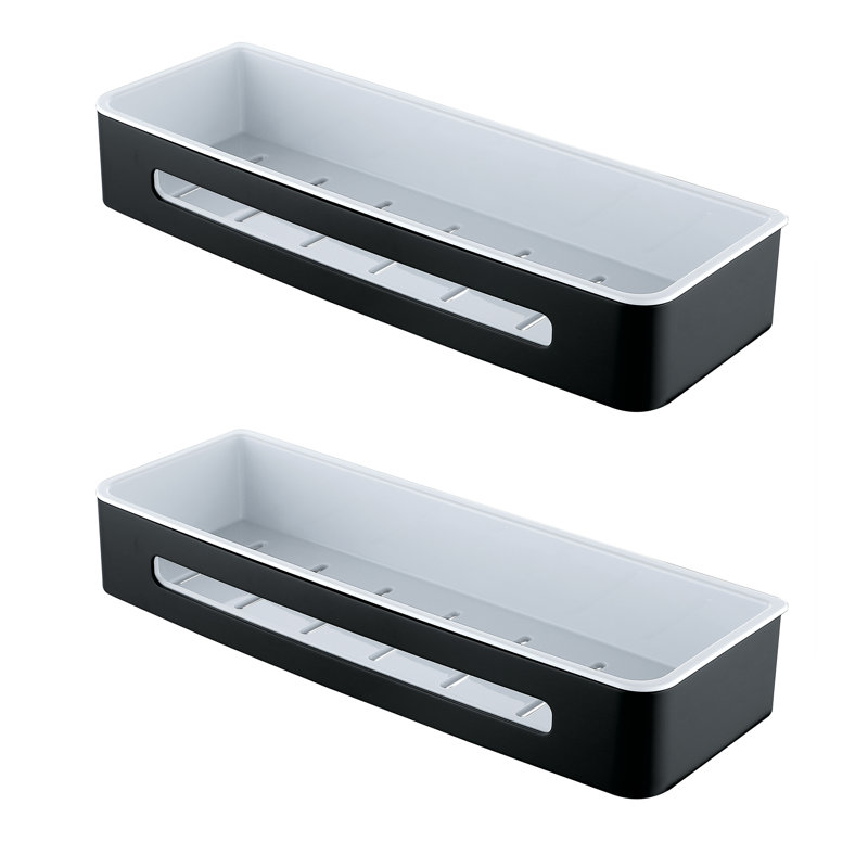 Ensemble de 2 paniers de douche en acier inoxydable à fixation murale, Noir mat
