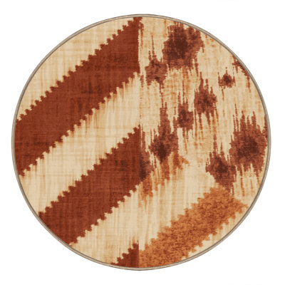 Machine Washable Carlstadt Global Inspired Ikat Rug in Brown – Beige Binding