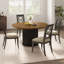Table de salle à manger ronde de 47 po peu encombrante pour 4 à 6 personnes - Plateau en bois industriel - Base en piédestal en forme d'ondes robuste - Design Mid-Century moderne pour salle à manger ou appartement, couleur classique