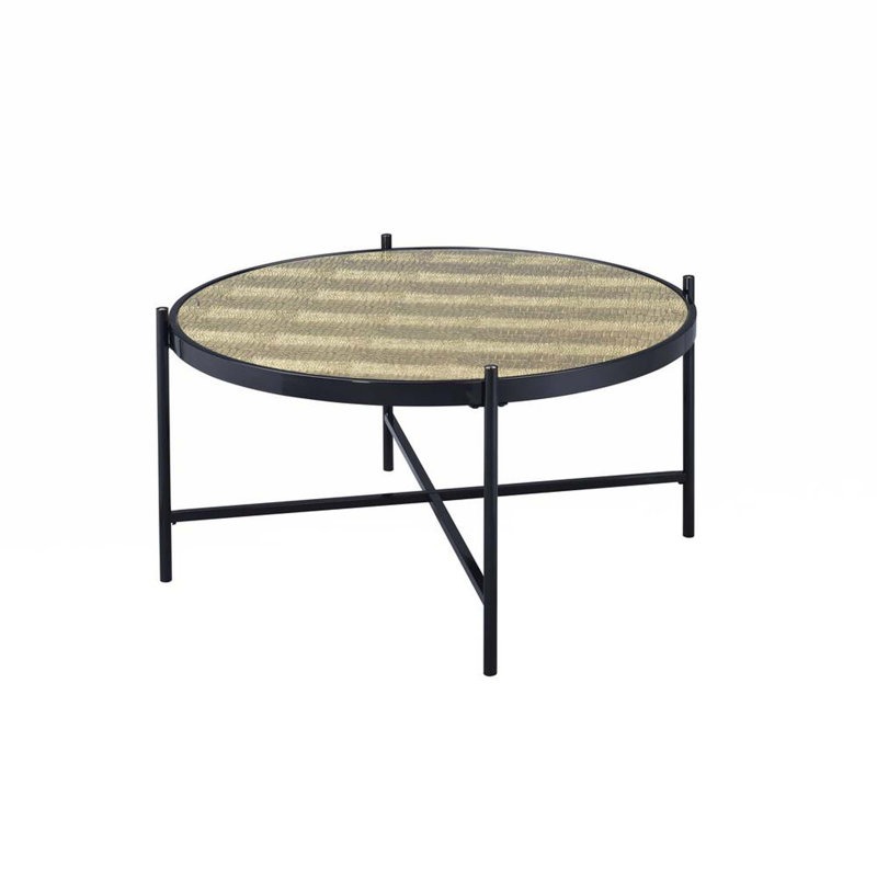 Table basse ronde avec tube en métal