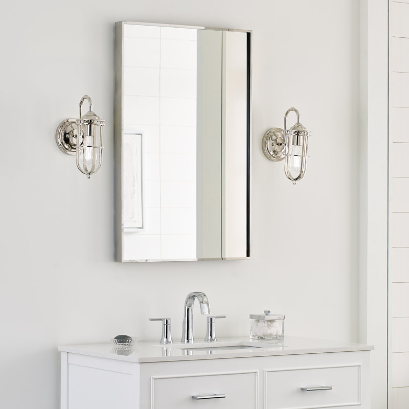 Anning Steel Armed Sconce, Polished Nickel
