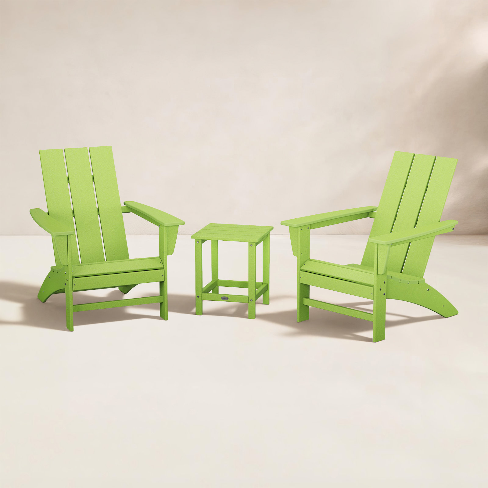 POLYWOOD® Modern Adirondack 2-Person Patio Seating Group, Lime