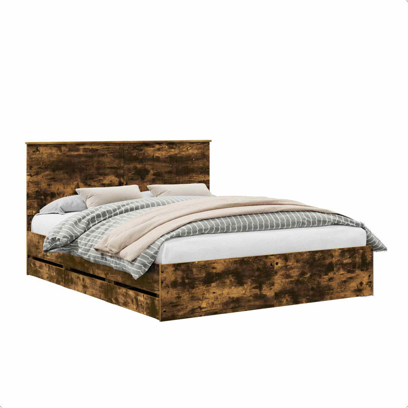 Bed, Smoked Oak, European Kingsize (160 x 200 cm)