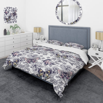 Ensemble de housse de couette en microfibre gris / rose / noir 3 pièces