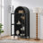 A High Arched Storage Cabinet With A Lamp, A Modern Retro-Style Wooden Storage Cabinet With Adjustable Glass Partitions, Suitable For Use As A Multi-Functional Cabinet In Kitchens-1063406003