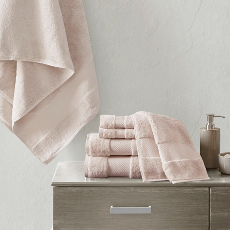 Gracie Mills Forrest Splendor  Cotton 6 Piece Towel Set, Blush 623gsm