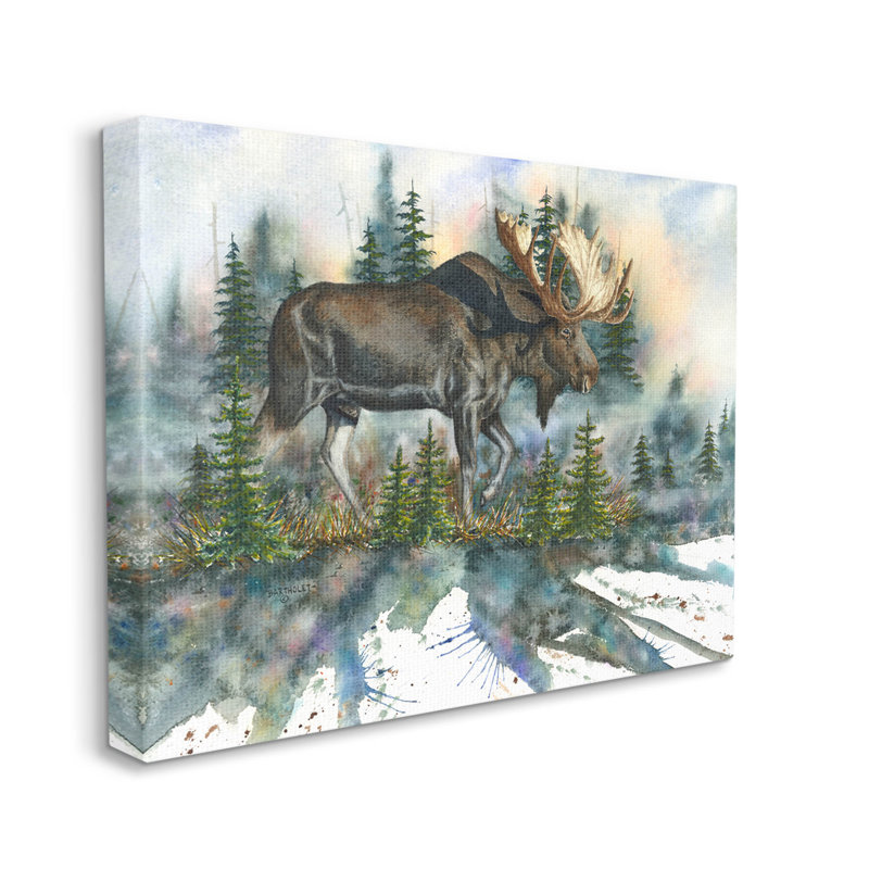 "Wild Moose Forest", art mural sur toile par Dave Bartholet, H 16 po x l 20 po x P 1,5 po