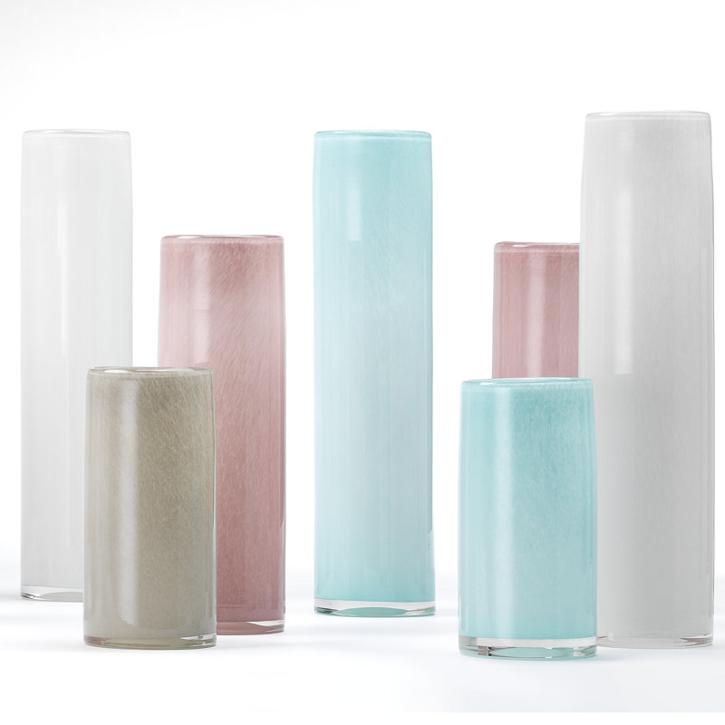Sky Blue Hand-Blown Glass Table Vase Set