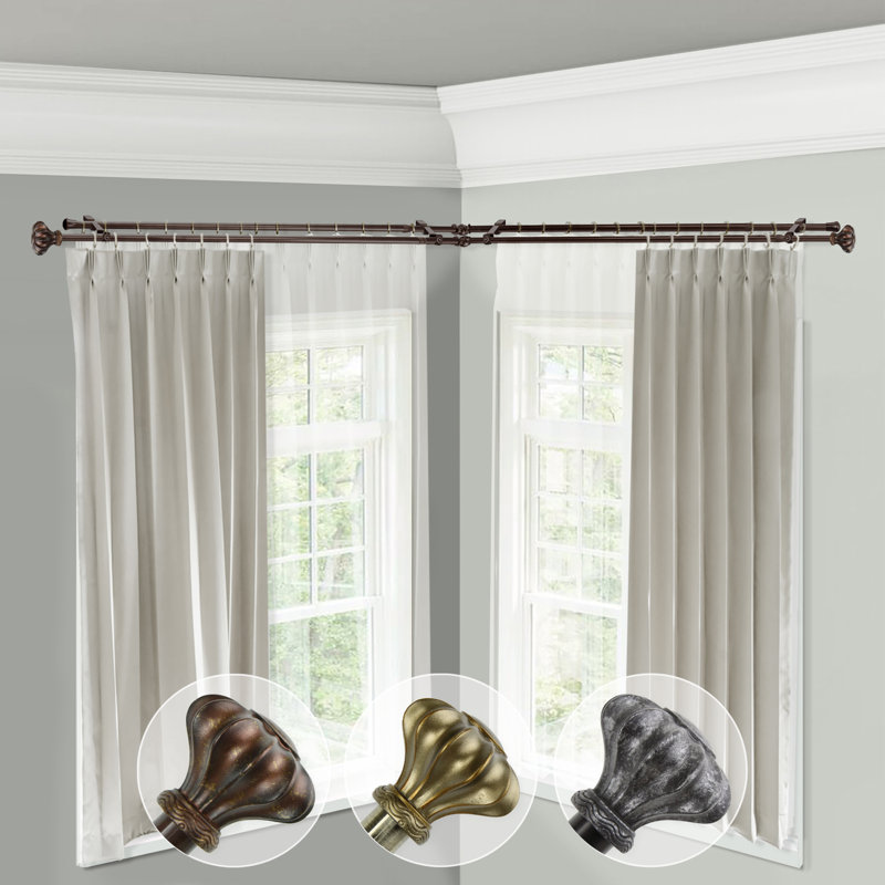 Tringle à rideaux double réglable Darcey, H 2,62 po x l 168 po x P 6,37 po, Cacao
