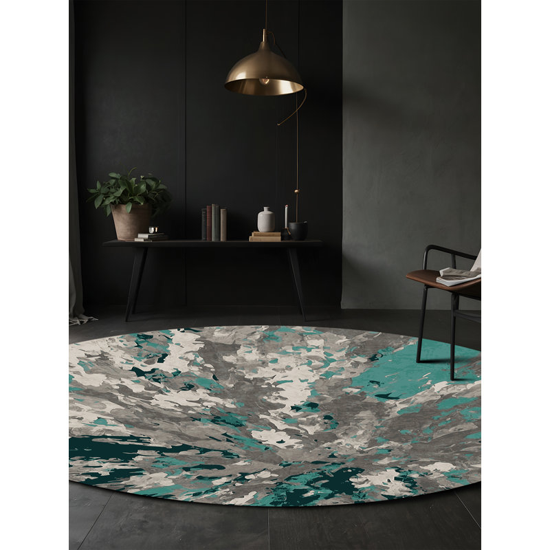 Tapis gris lavable à la machine GSIX03640, Rond 8 pi