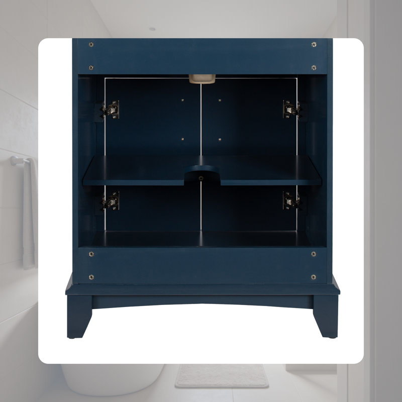 Base de meuble-lavabo moderne 28 "avec tiroirs et poignées en métal, Bleu