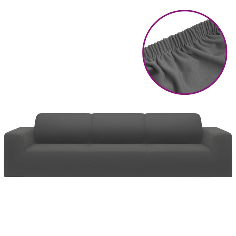 Box Cushion Sofa Slipcover,  Anthracite