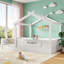 Lit plateforme simple pour enfants, lit au sol Crisp White House avec garde-corps et personnalisation pour chambre d'enfant-129412822