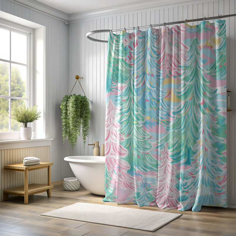 Chic Christmas Designs - Rideau de douche standard 1 pièce, H 74 po x l 71 po