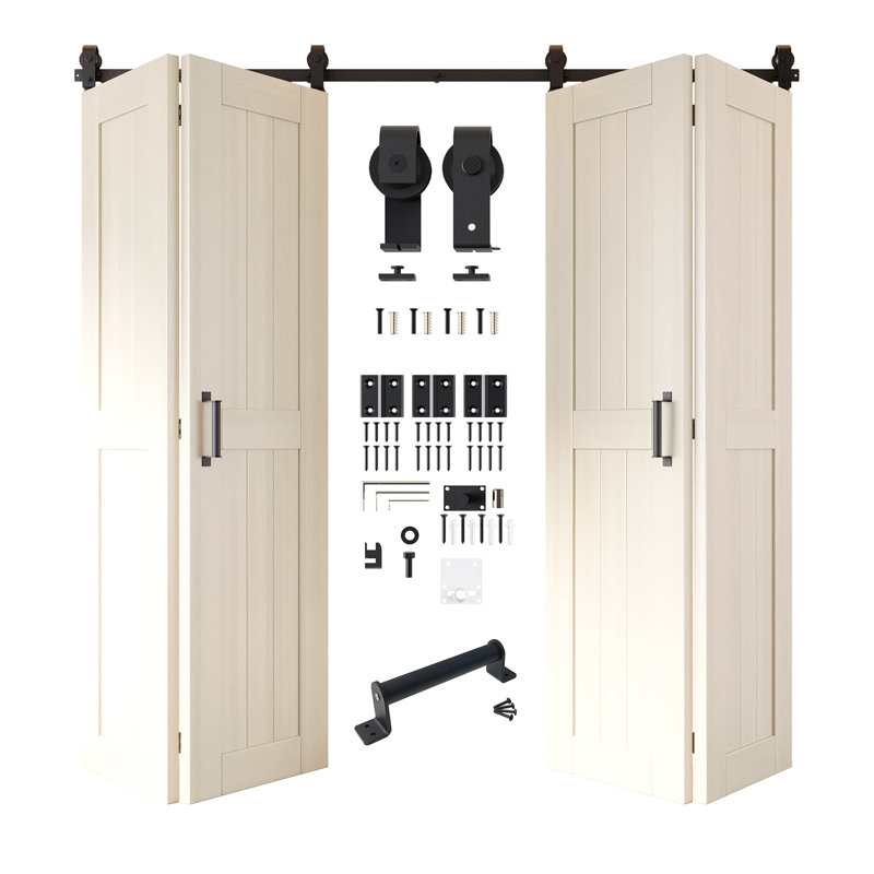 Porte de grange Tinsmith grise de 80 po de hauteur et non assemblée avec quatre portes de 24 po x 80 po Homquer