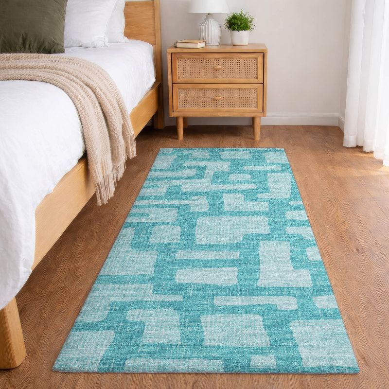 Premium Machine Washable Dream Shag ADS110 Contemporary Rug, 2'3" x 7'6" Runner, Turquoise