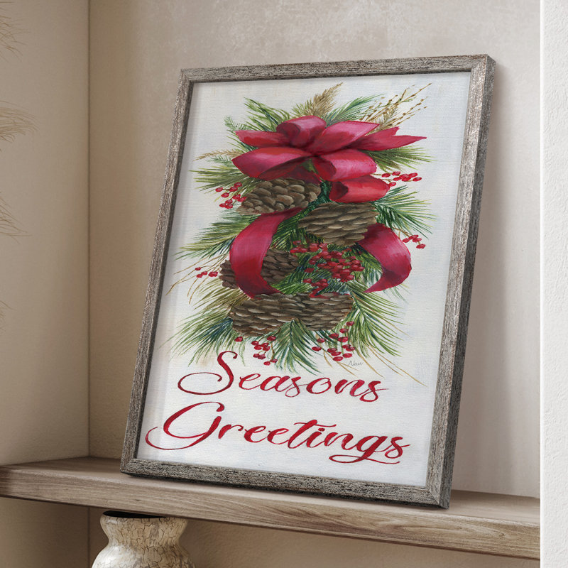 Seasons Greetings Framed Print - Solid Wood, 11" H x 9" W
