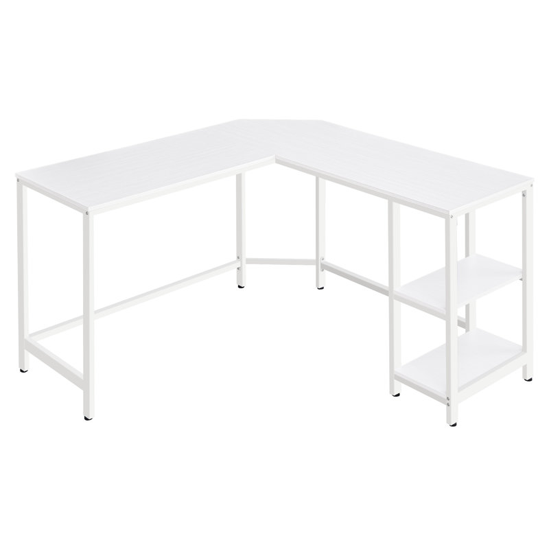 Devault L-Shaped Metal Base Writing Desk, White