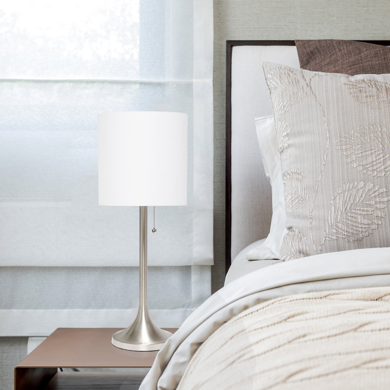 Sommerville Metal Table Lamp, White, Brushed Nickel