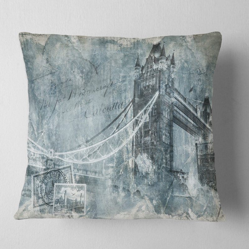 Coussin Tower Bridge London - Cityscape, 18 po x 18 po, Carré