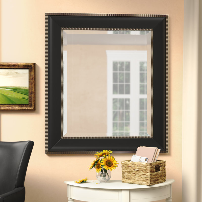 Rocklake Solid Wood Flat Wall Mirror, 34.25" H x 30.25" W
