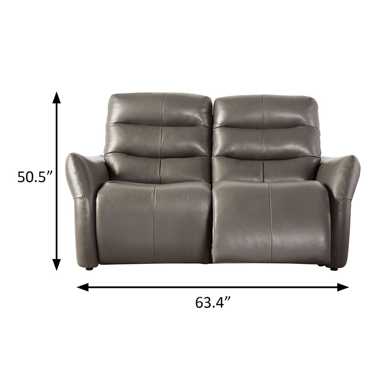 63.4" W Transitional Power Loveseat, Gray