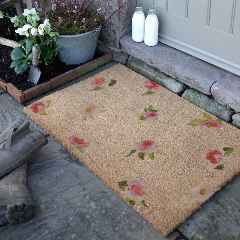 Watercolour Flowers Coir Doormat, 60cm W x 90cm L