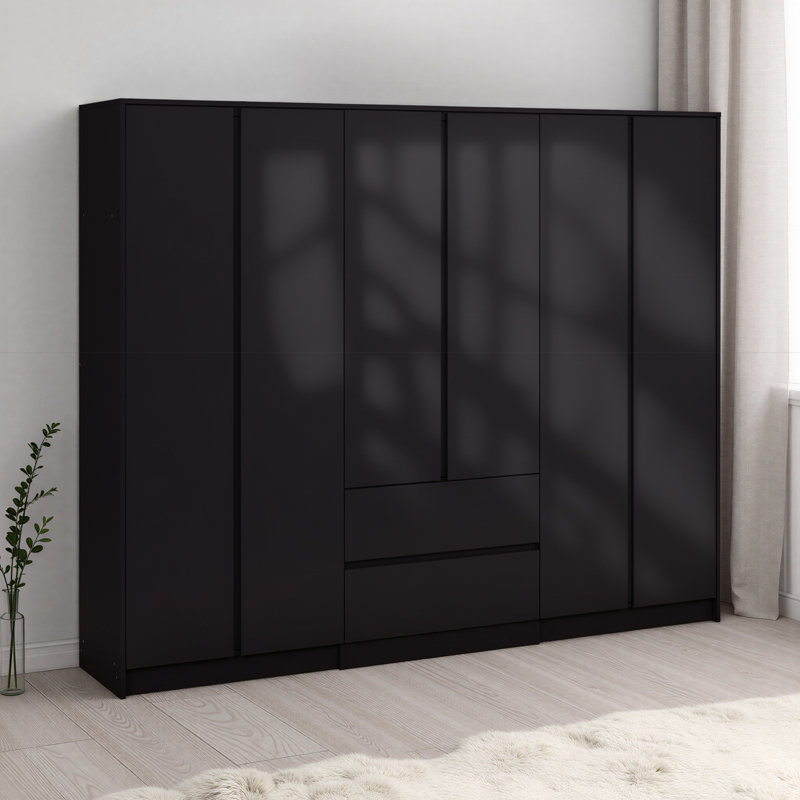 Braunstein 6 Door Wardrobe, Black