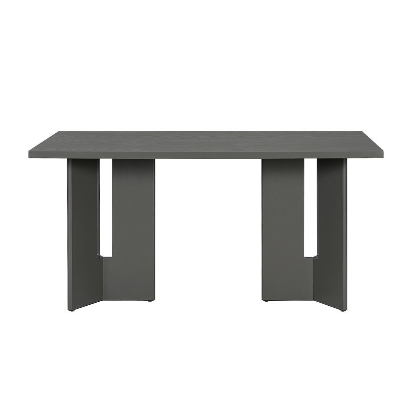 Farmhouse Wood Dining Table, 60" Rectangular Dining Table With Cutout Table Legs For Dining Room, Kitchen And Living Room (Gray)