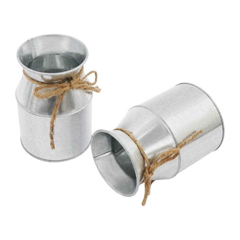 Flower Vase With Hemp Rope Bow, Silver