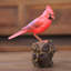 Perched Virginia Cardinal Wood Sculpture
